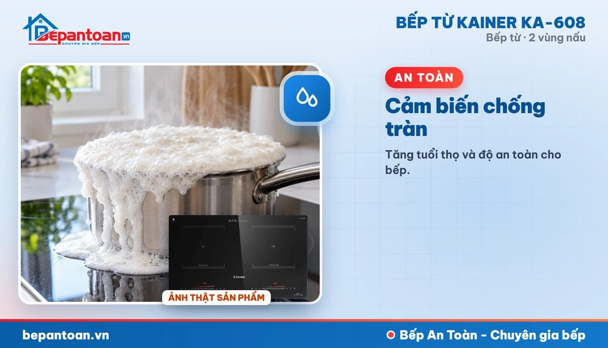 Bếp từ Kainer KA-608 - Cảm biến chống tràn