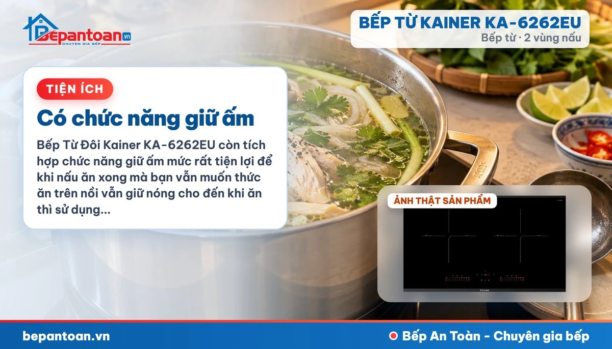 Bếp từ Kainer KA-6262EU - Có chức năng giữ ấm