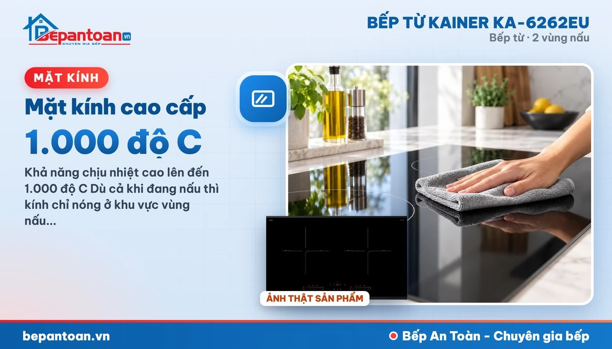 Bếp từ Kainer KA-6262EU - Mặt kính cao cấp