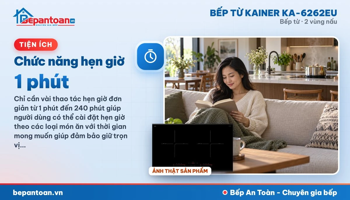 Bếp từ Kainer KA-6262EU - Chức năng hẹn giờ