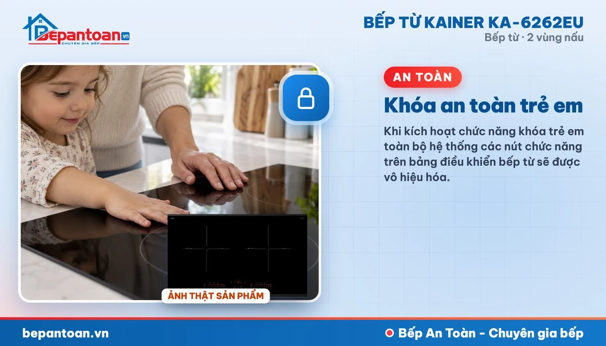 Bếp từ Kainer KA-6262EU - Khóa an toàn trẻ em