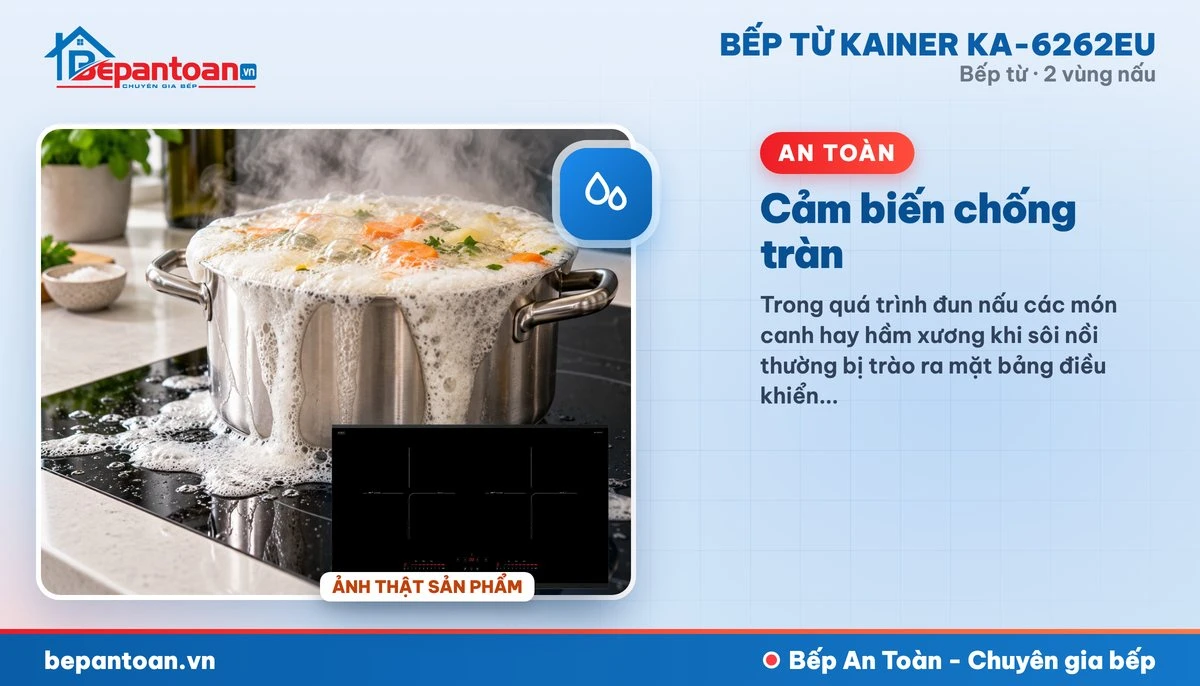 Bếp từ Kainer KA-6262EU - Cảm biến chống tràn
