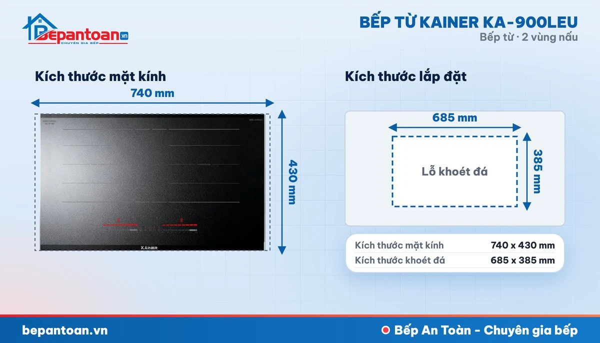 Bếp từ Kainer KA-900LEU - thông số kỹ thuật