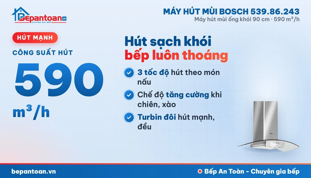 Máy hút mùi Bosch 539.86.243 - công suất hút