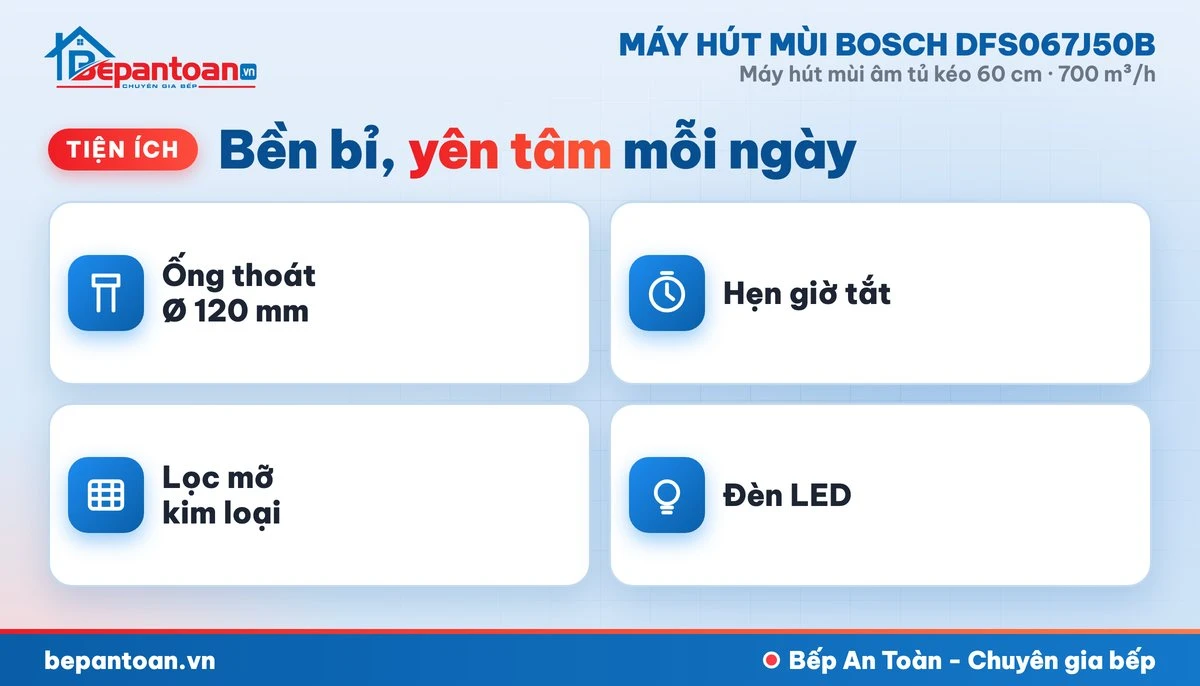 Máy hút mùi Bosch DFS067J50B - tiện ích