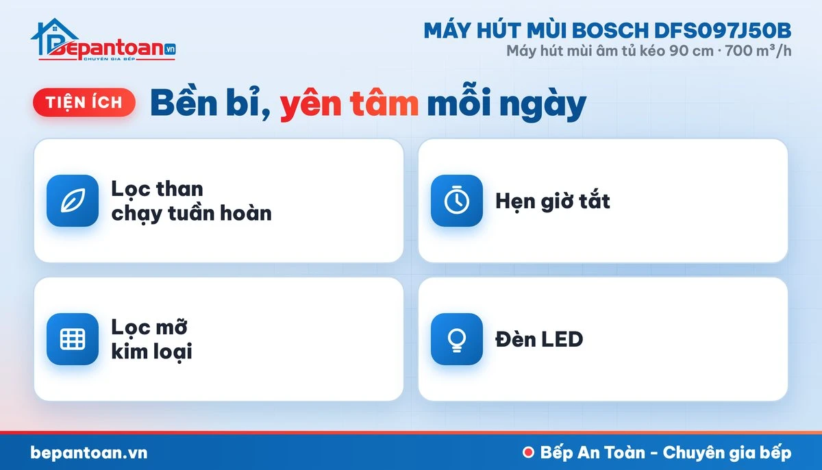 Máy hút mùi Bosch DFS097J50B - tiện ích