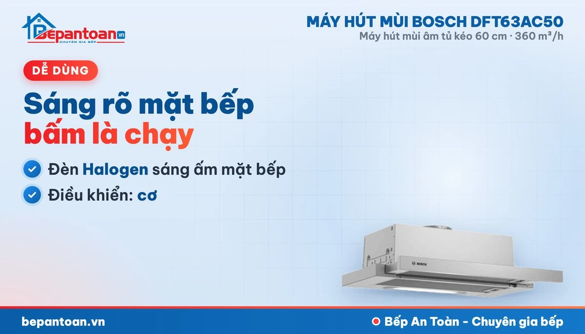 Máy hút mùi Bosch DFT63AC50 - đèn và điều khiển