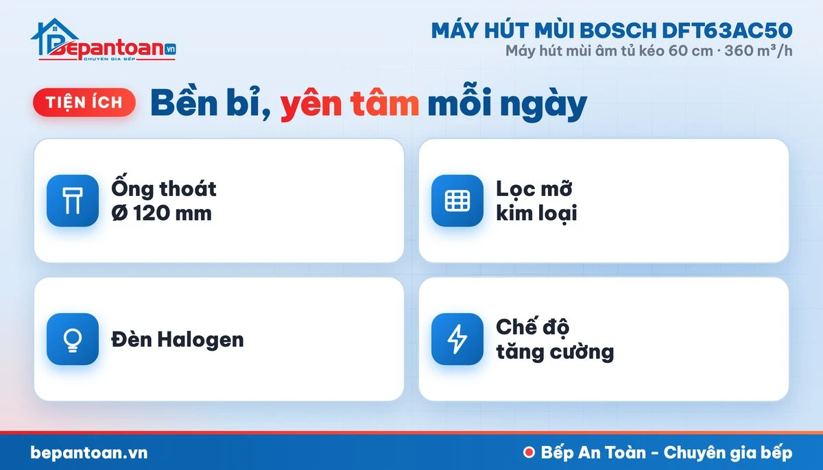 Máy hút mùi Bosch DFT63AC50 - tiện ích