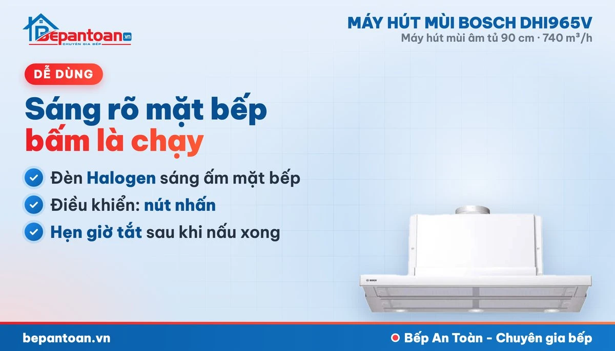 Máy hút mùi Bosch DHI965V - đèn và điều khiển
