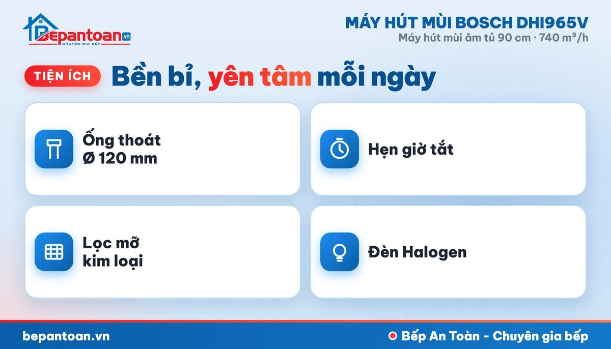 Máy hút mùi Bosch DHI965V - tiện ích