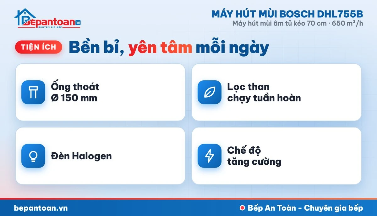 Máy hút mùi Bosch DHL755B - tiện ích