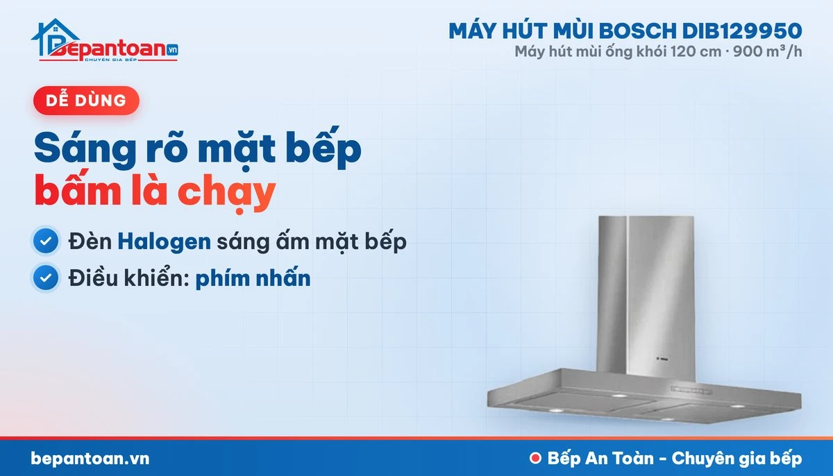 Máy hút mùi Bosch DIB129950 - đèn và điều khiển