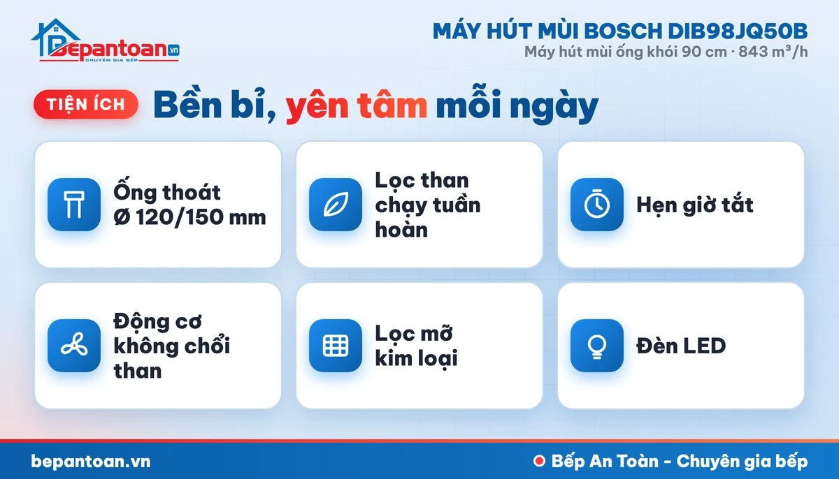 Máy hút mùi Bosch DIB98JQ50B - tiện ích