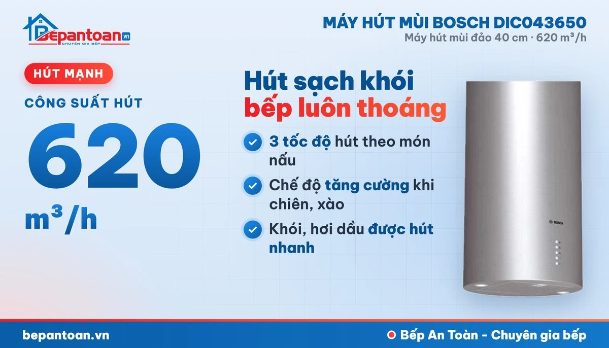 Máy hút mùi Bosch DIC043650 - công suất hút