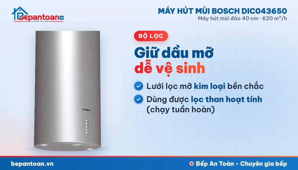 Máy hút mùi Bosch DIC043650 - bộ lọc mỡ