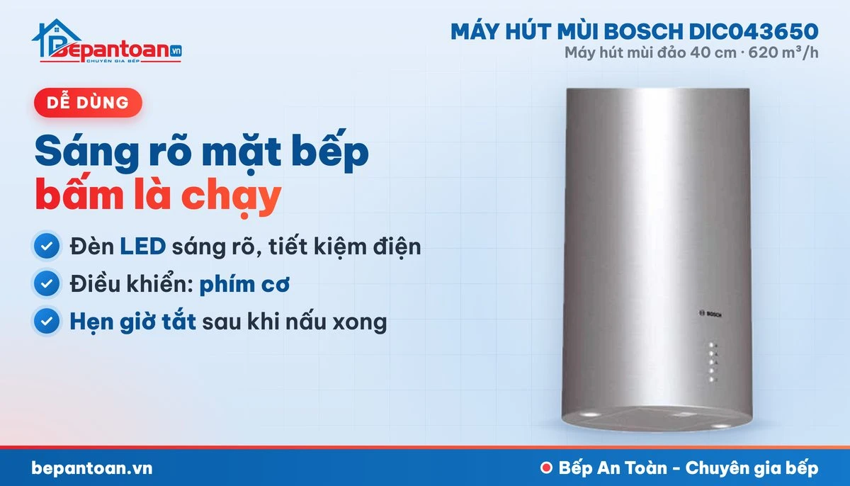 Máy hút mùi Bosch DIC043650 - đèn và điều khiển
