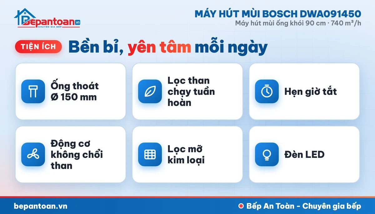 Máy hút mùi Bosch DWA091450 - tiện ích
