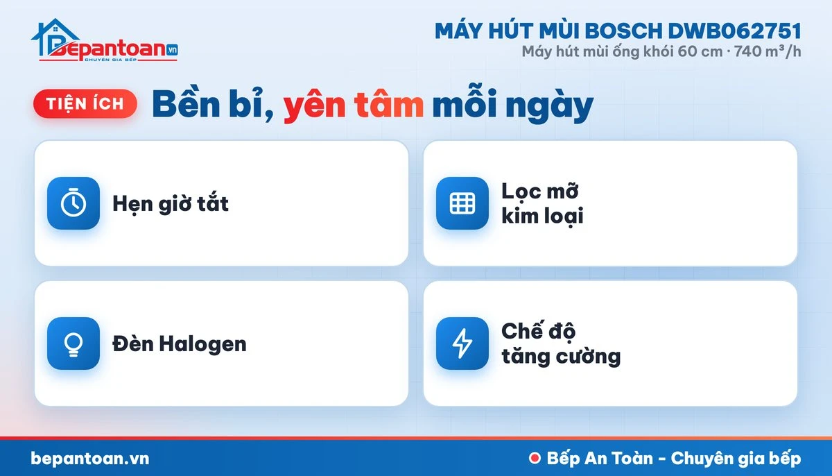 Máy hút mùi Bosch DWB062751 - tiện ích