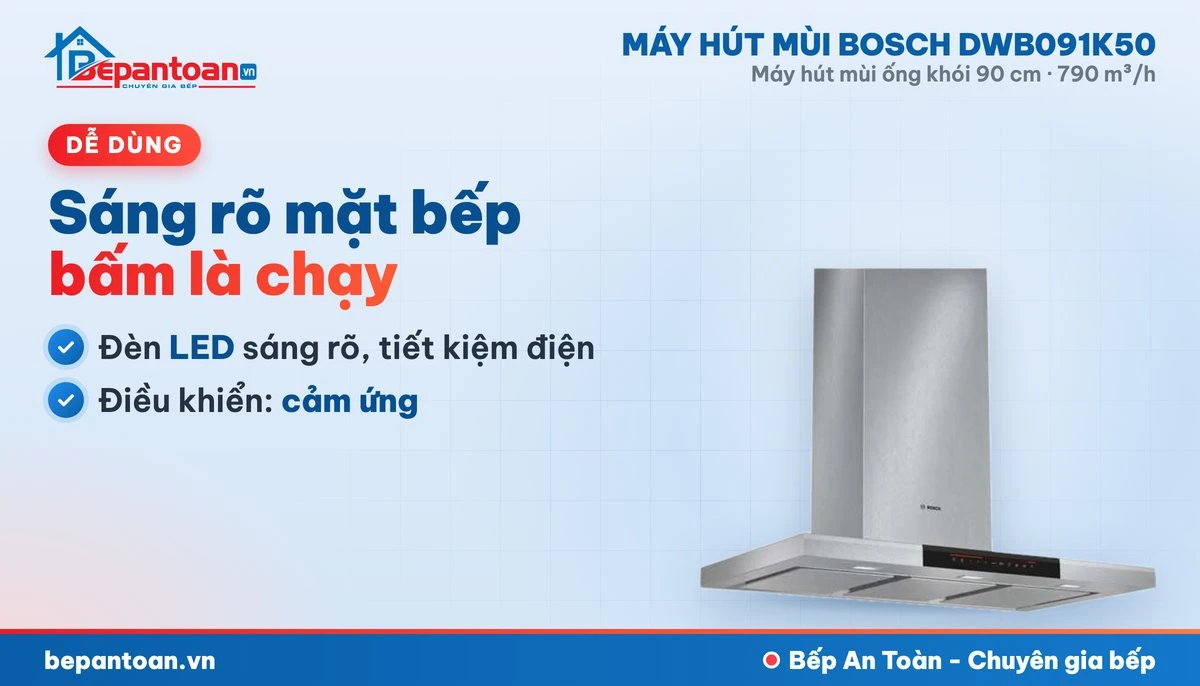 Máy hút mùi Bosch DWB091K50 - đèn và điều khiển