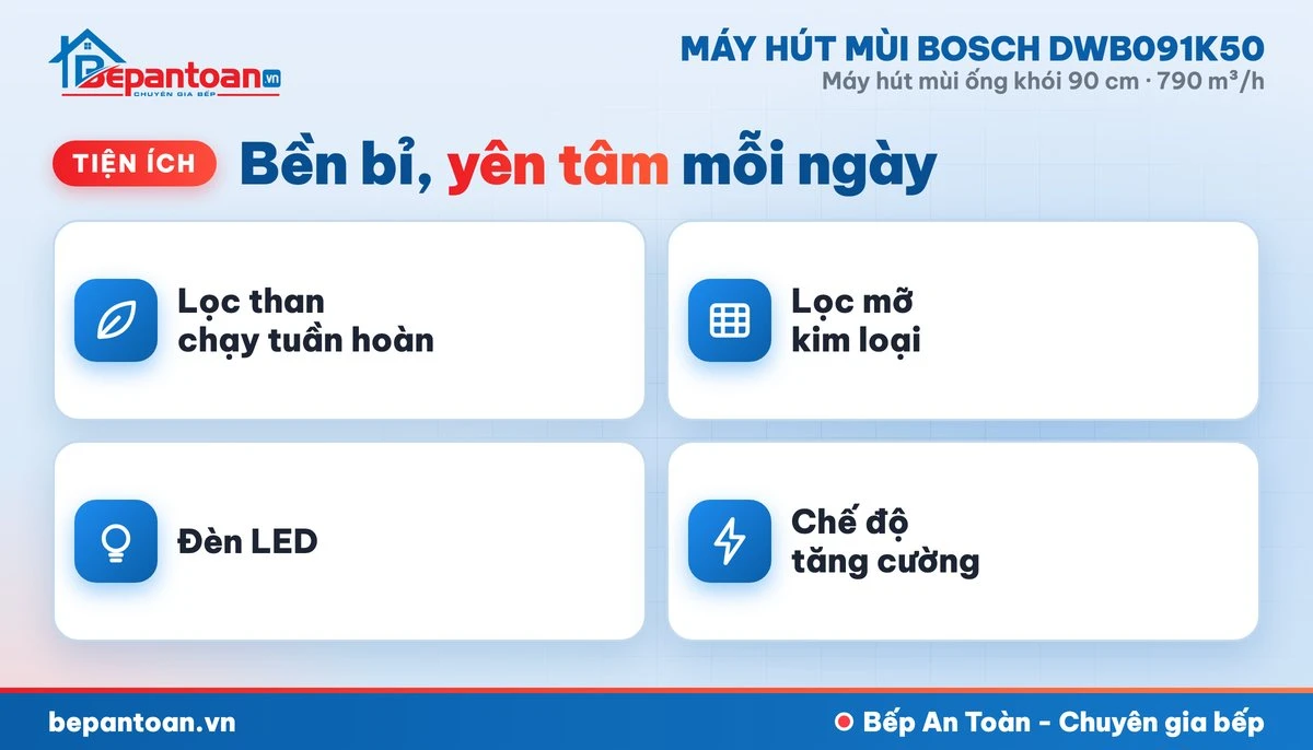 Máy hút mùi Bosch DWB091K50 - tiện ích