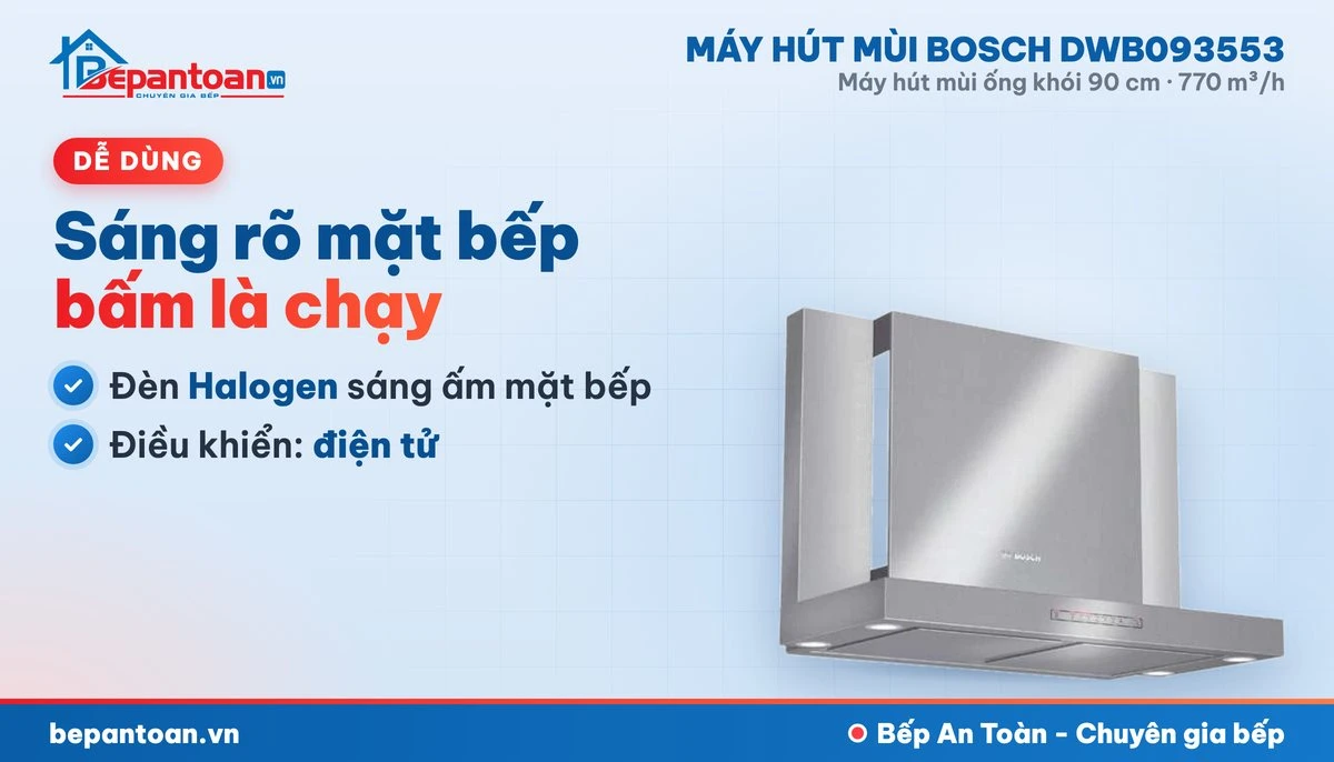 Máy hút mùi Bosch DWB093553 - đèn và điều khiển