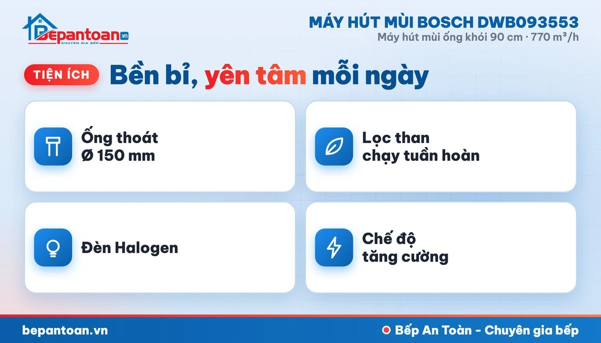 Máy hút mùi Bosch DWB093553 - tiện ích
