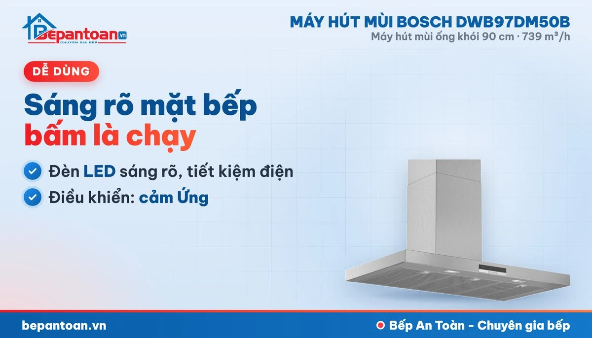 Máy hút mùi Bosch DWB97DM50B - đèn và điều khiển