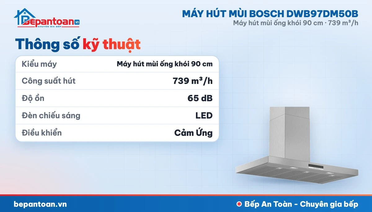 Máy hút mùi Bosch DWB97DM50B - thông số kỹ thuật