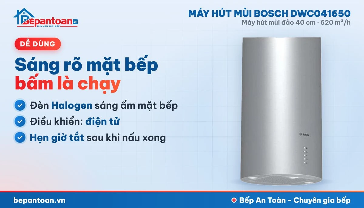 Máy hút mùi Bosch DWC041650 - đèn và điều khiển