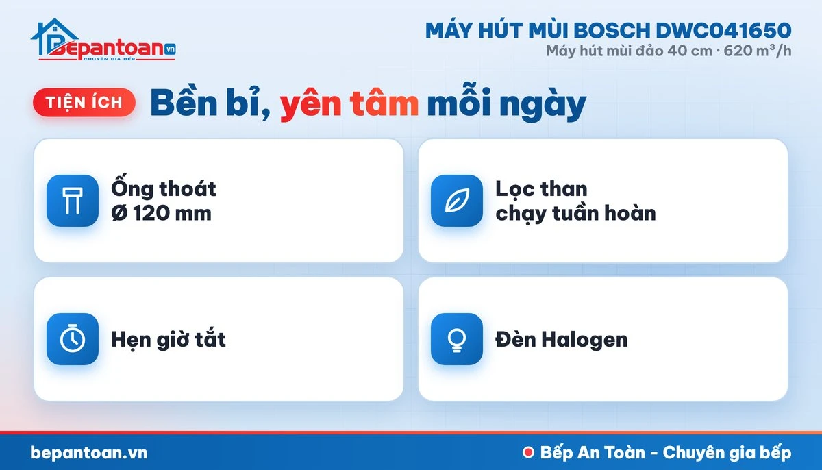 Máy hút mùi Bosch DWC041650 - tiện ích