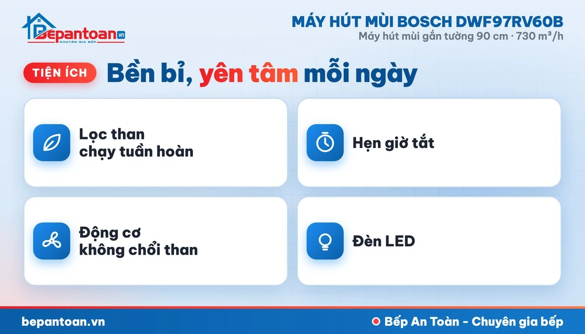 Máy hút mùi Bosch DWF97RV60B - tiện ích