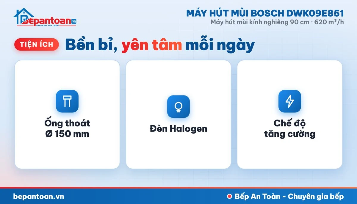 Máy hút mùi Bosch DWK09E851 - tiện ích