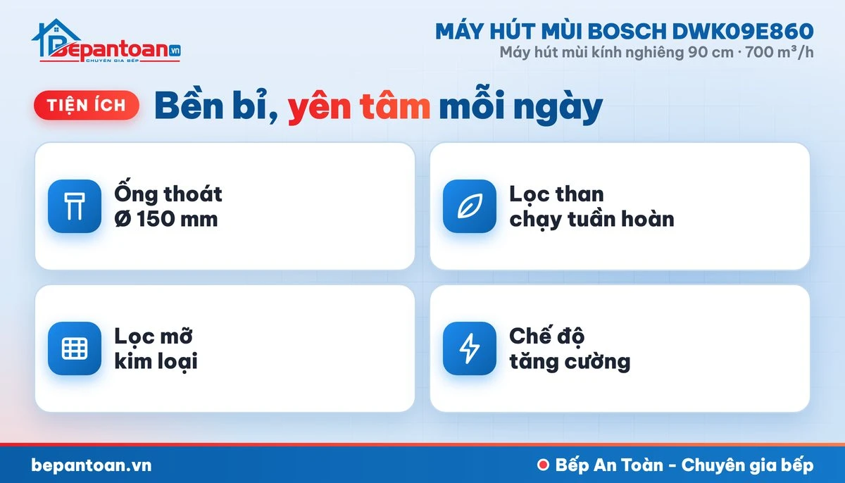 Máy hút mùi Bosch DWK09E860 - tiện ích