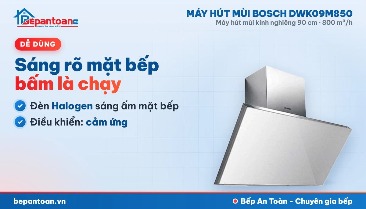 Máy hút mùi Bosch DWK09M850 - đèn và điều khiển
