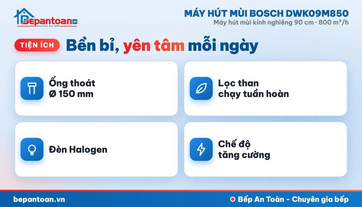 Máy hút mùi Bosch DWK09M850 - tiện ích