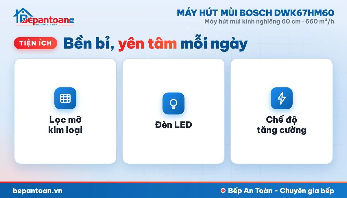 Máy hút mùi Bosch DWK67HM60 - tiện ích