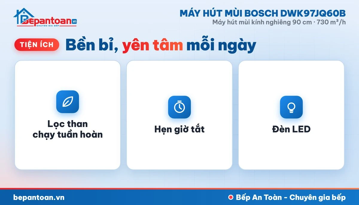 Máy hút mùi Bosch DWK97JQ60B - tiện ích