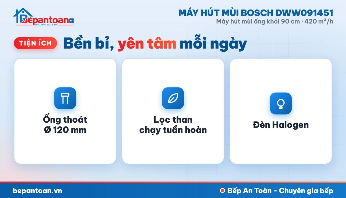 Máy hút mùi Bosch DWW091451 - tiện ích