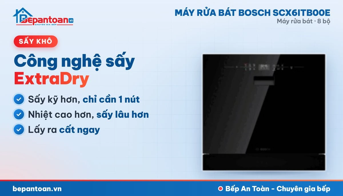 Máy rửa bát Bosch SCX6ITB00E - công nghệ sấy