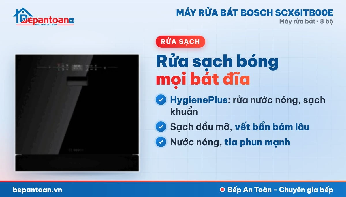 Máy rửa bát Bosch SCX6ITB00E - rửa sạch