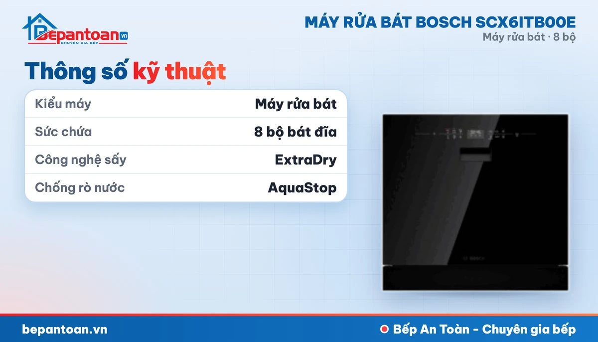 Máy rửa bát Bosch SCX6ITB00E - thông số kỹ thuật