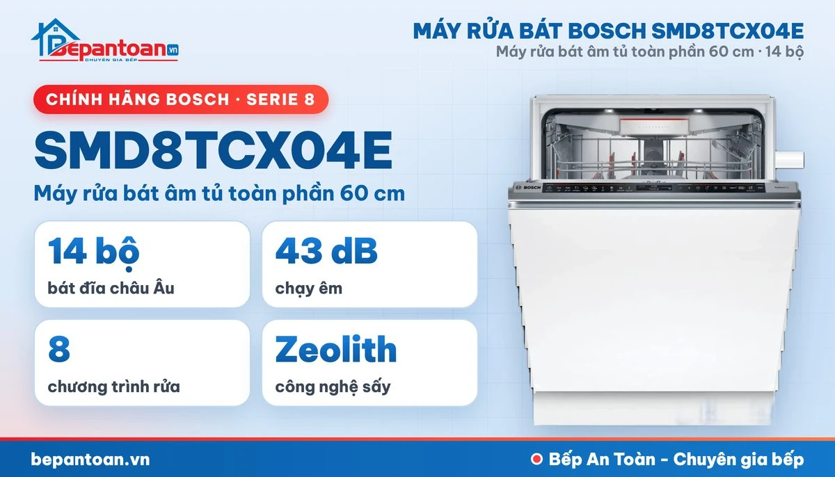 Máy rửa bát Bosch SMD8TCX04E - tổng quan