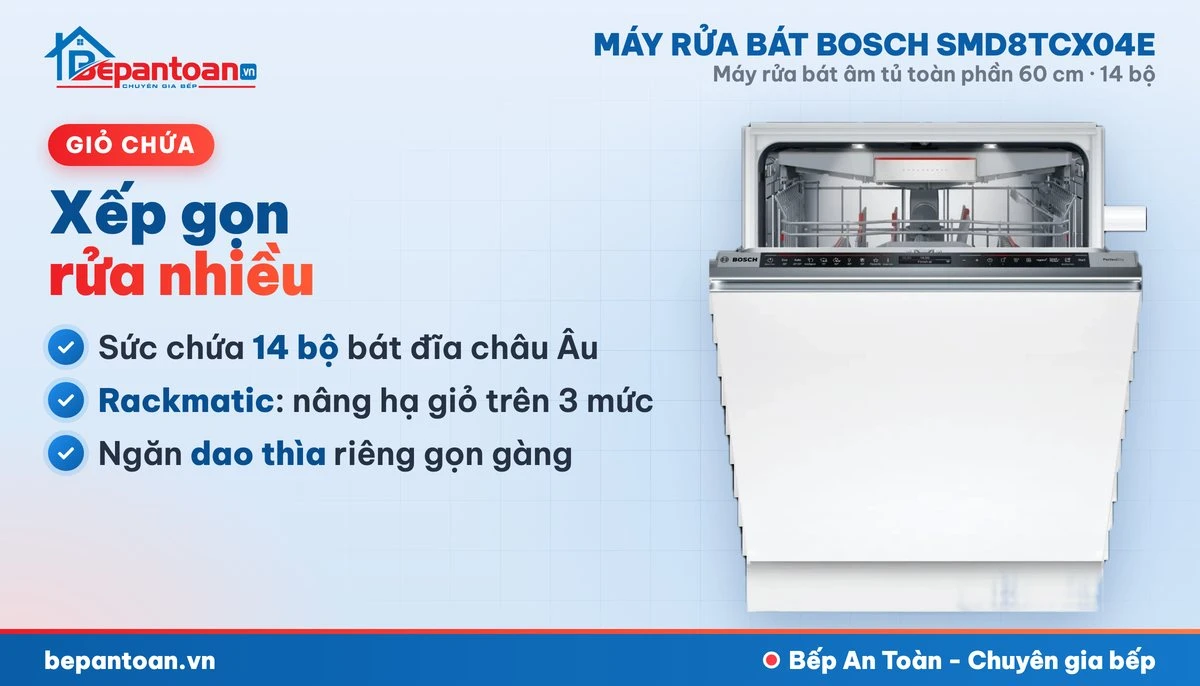 Máy rửa bát Bosch SMD8TCX04E - giỏ chứa