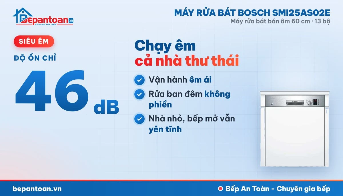 Máy rửa bát Bosch SMI25AS02E - vận hành êm