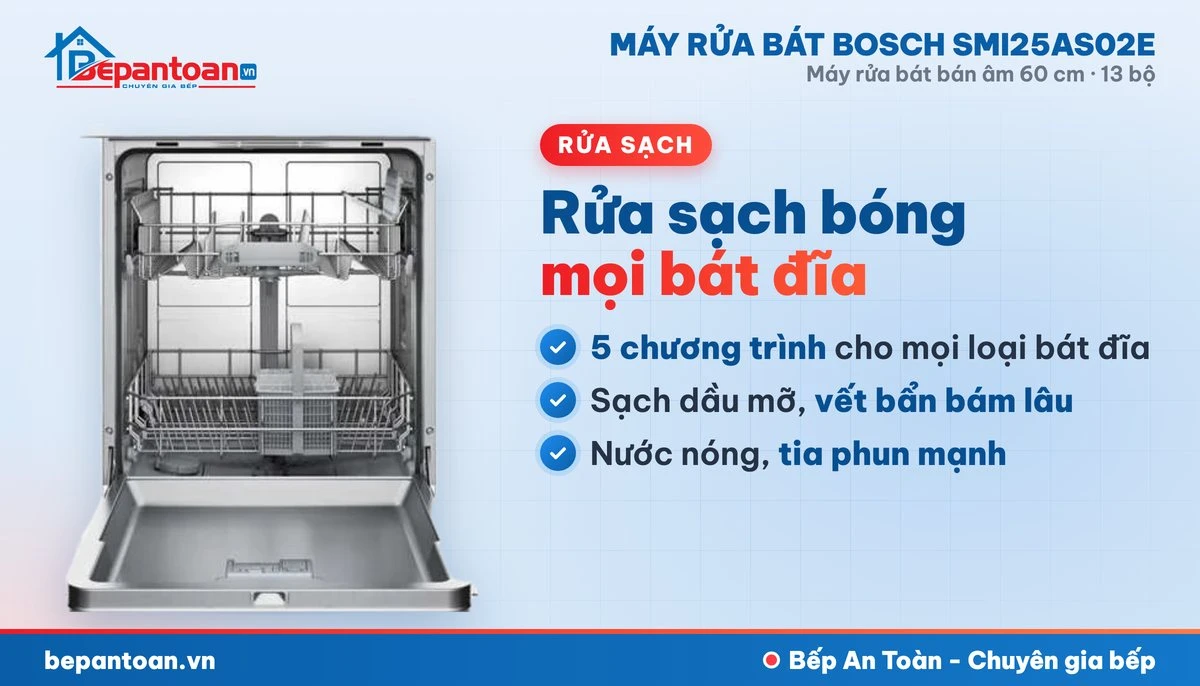Máy rửa bát Bosch SMI25AS02E - rửa sạch