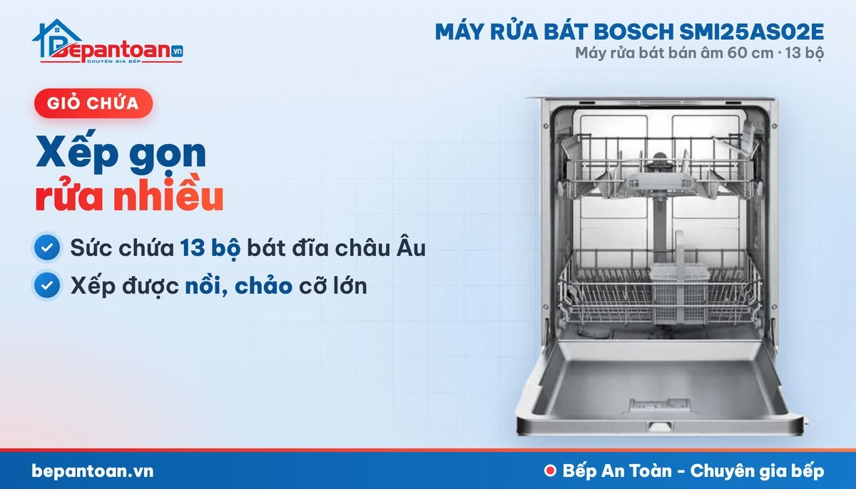Máy rửa bát Bosch SMI25AS02E - giỏ chứa