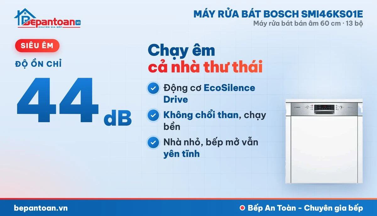 Máy rửa bát Bosch SMI46KS01E - vận hành êm