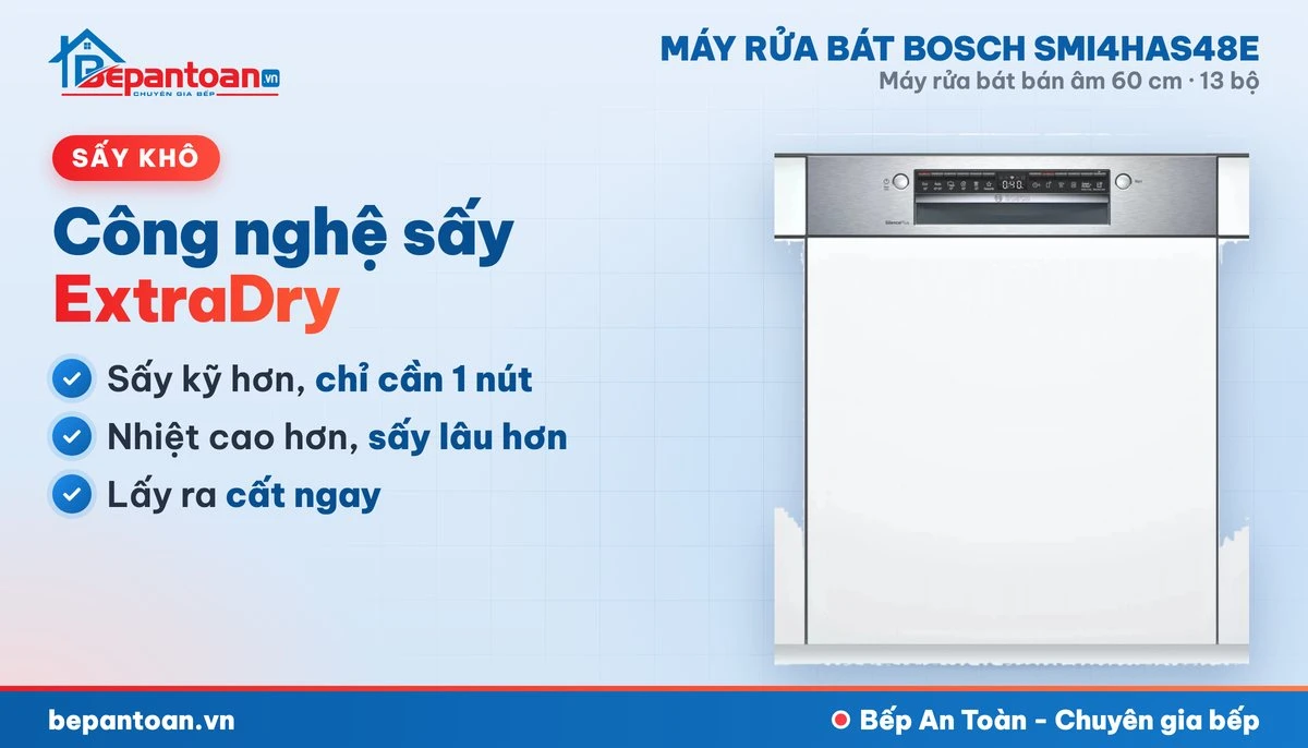 Máy rửa bát Bosch SMI4HAS48E - công nghệ sấy
