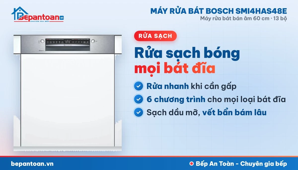 Máy rửa bát Bosch SMI4HAS48E - rửa sạch