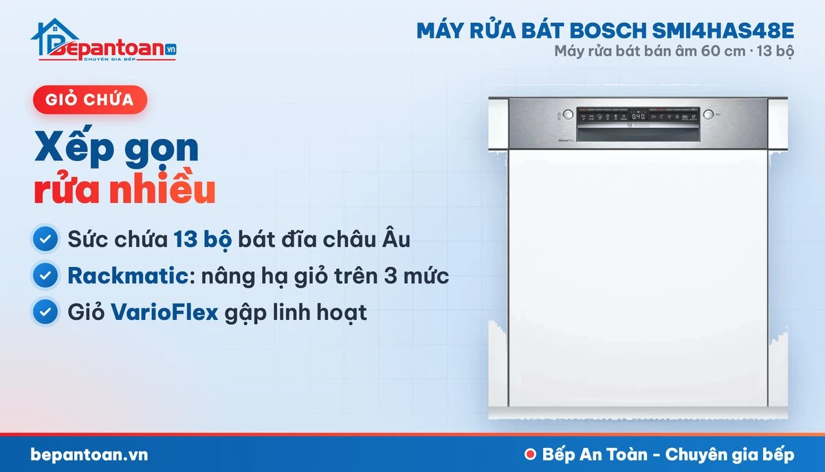 Máy rửa bát Bosch SMI4HAS48E - giỏ chứa